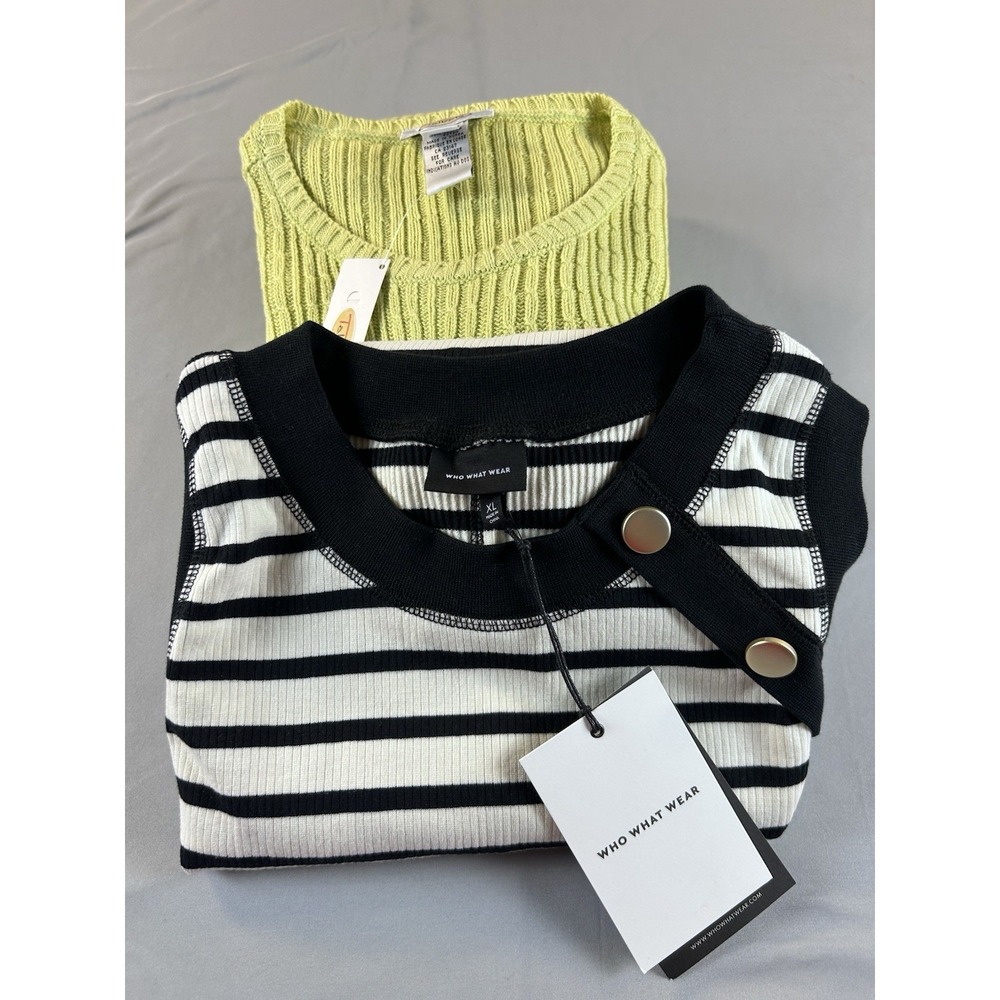 Womens XL Tops Lot Talbots Green Sweater Who What Wear Striped Sleeveless - Picture 2 of 16